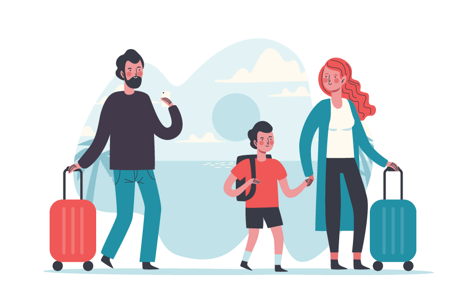 Une famille qui part en vacance